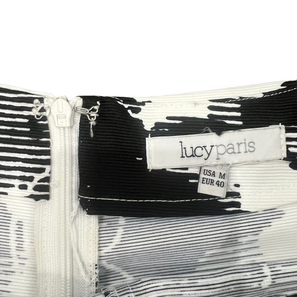 Lucy Paris Black White Flowers Floral Brocade Crop Top Mini Skirt Set size M - Picture 3 of 9